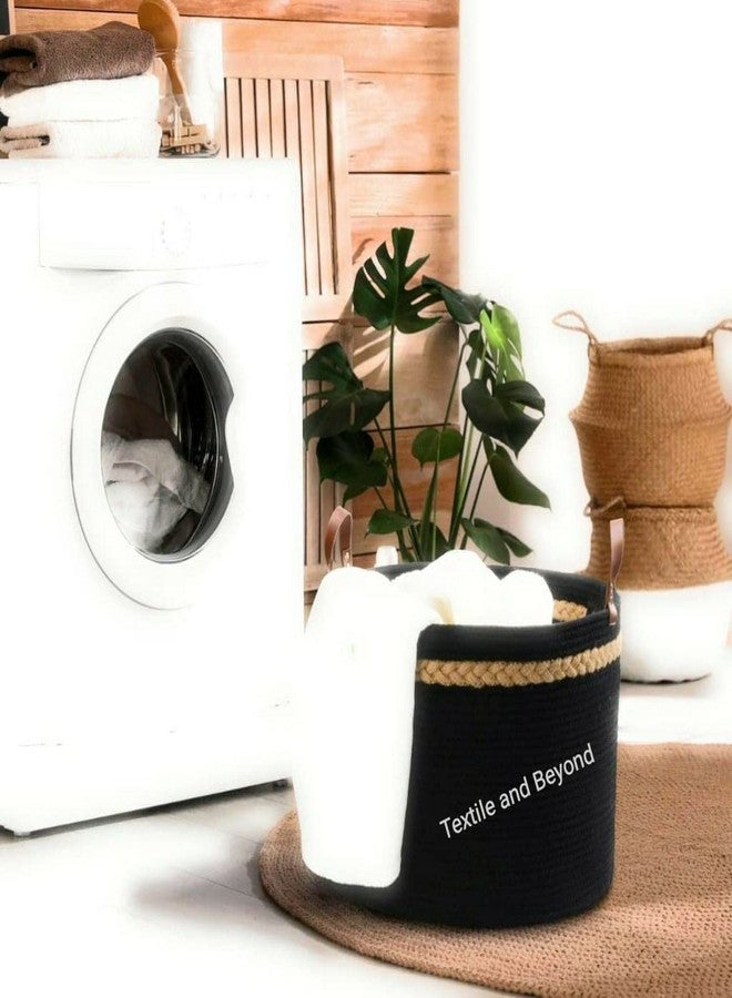 Textile and Beyond منظم تخزين من الحبال بتصميم بوهيمي من Textile and Beyond - سلة قطنية للفواكه، الغسيل، الألعاب، سلة الهدايا، صينية أطفال، منظم دلو لغرفة المعيشة والمطبخ والحمام (2.15 كجم) - Image 3